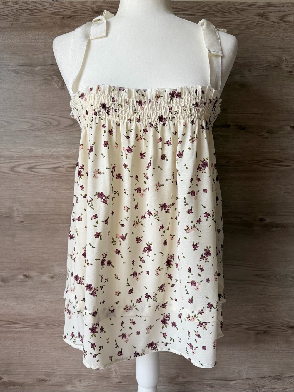MOD Floral Tie Strap Babydoll Tank Top XL Cottagecore Boho NWT